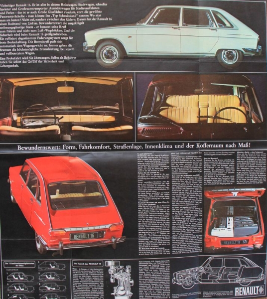 Renault 16 Modelprogram 1965 "Sachlich, kuehn, dynamisch" Carbrochure (5478)
